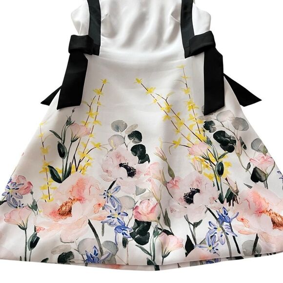 Ted Baker Marzy Elegance White Floral Bow Detail Sleeveless A-Line Dress - Picture 4 of 10